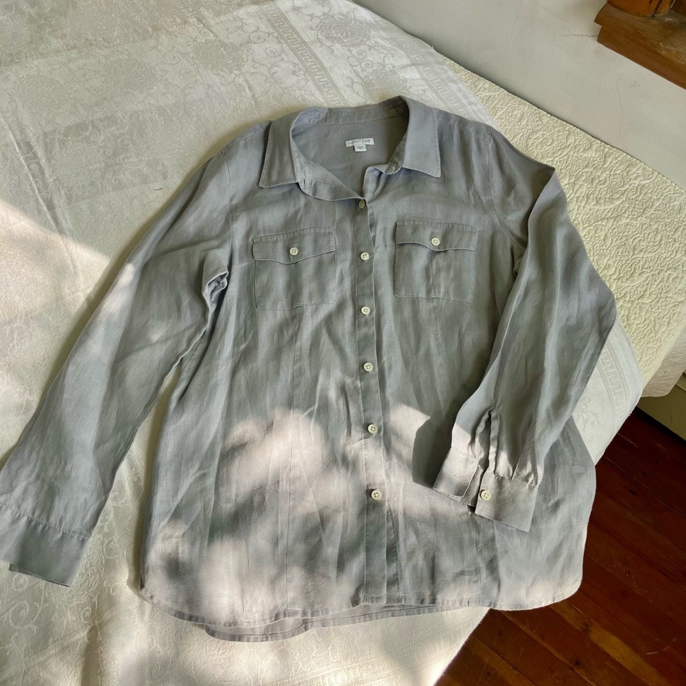 J. Jill slate gray linen button down